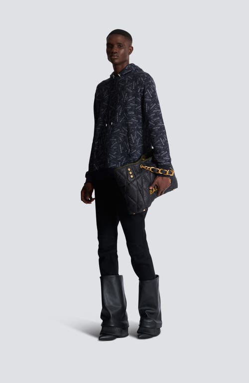 Shop Balmain Hoodie With All-over Label Print