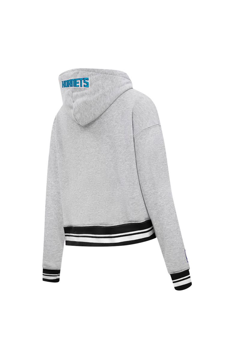 PRO STANDARD Women's Pro Standard Heather Gray Charlotte Hornets Script Tail Cropped Pullover Hoodie, Alternate, color, Heather Gray