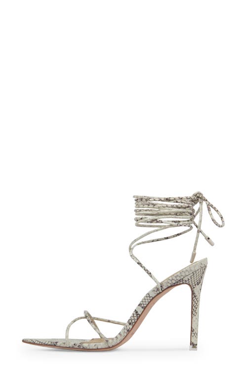 Black Suede Studio Talia Snake-embossed Ankle-wrap Sandals In Desert Snake