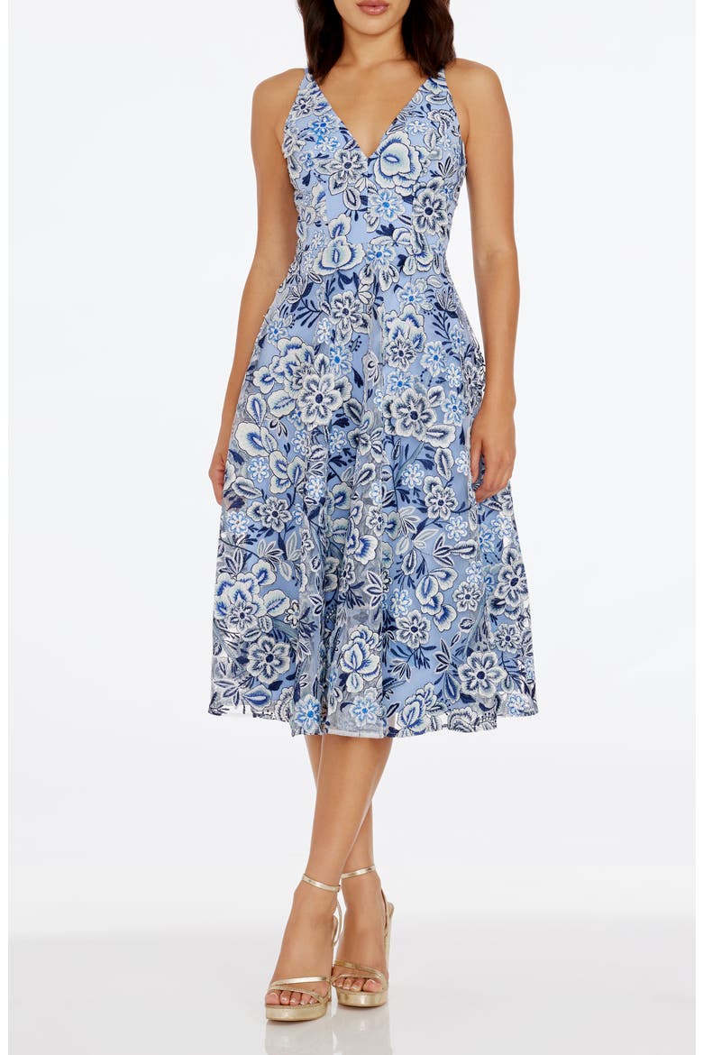 Elisa Cocktail Dress, Main, color, BLUE MULTI