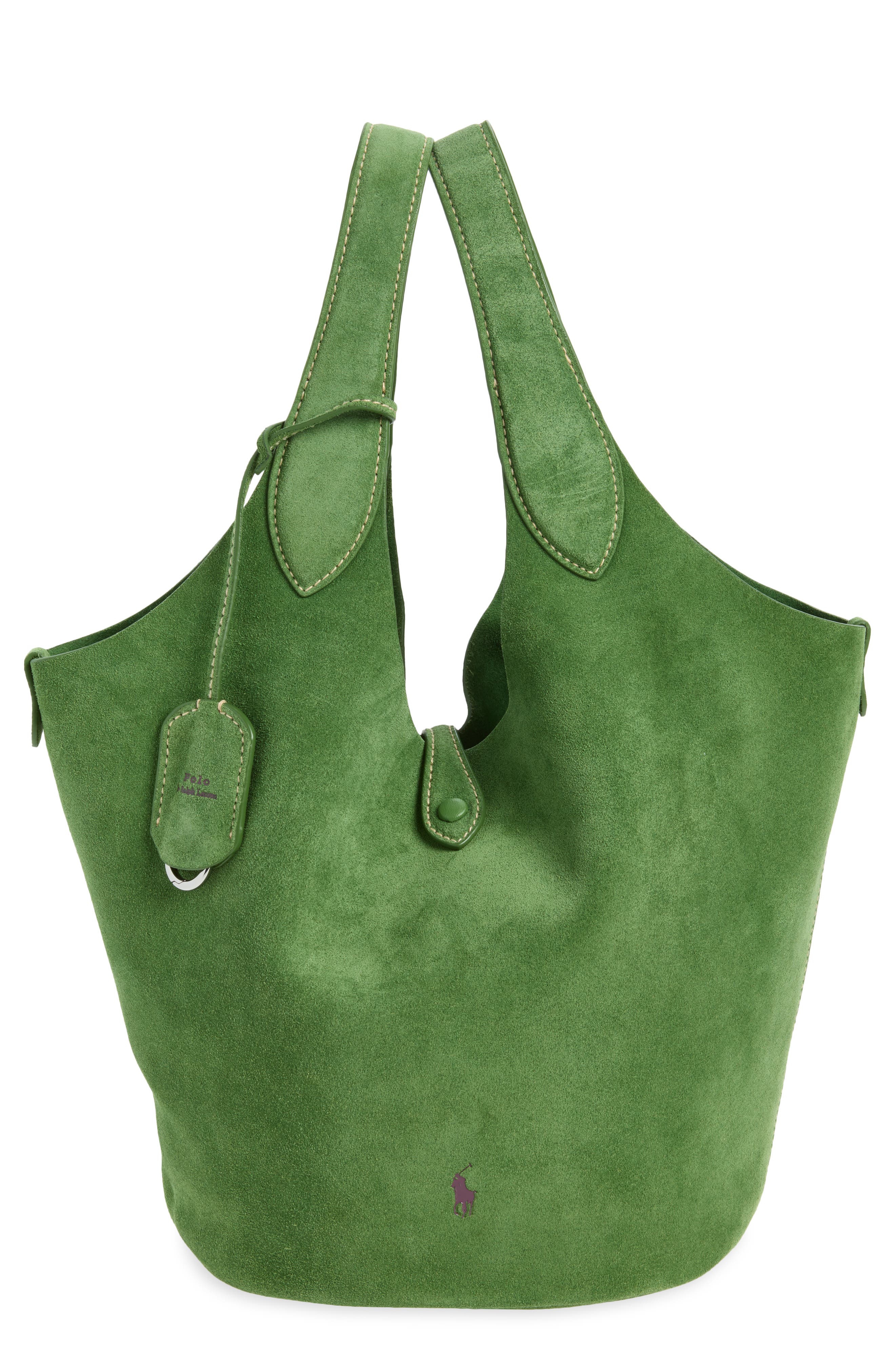 Medium Suede Tote, Main, color, DARK GREEN