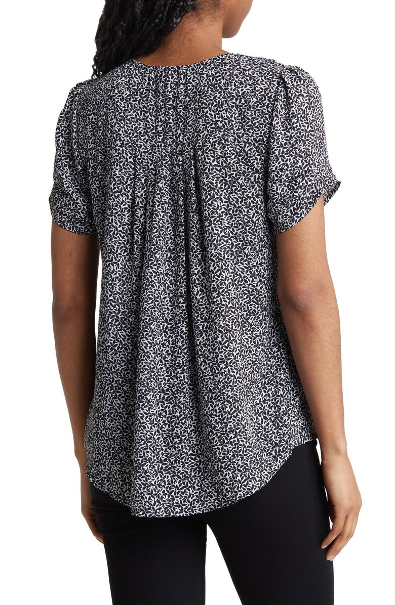 DR2 by Daniel Rainn Pleated Sleeve Split Neck Blouse, Alternate, color,