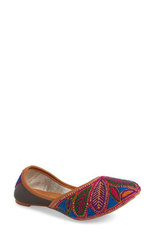 Fuchsia Olivia Embroidered Pointed Toe Flat In Pink