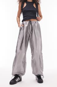 Topshop Oversize Metallic Parachute Trousers