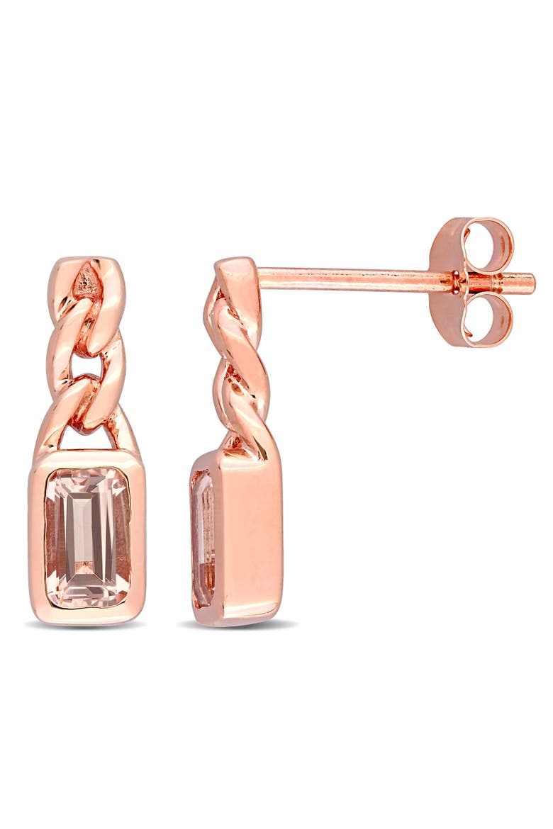Gemstone Link Drop Earrings 10k, Main, color, Morganite/Rose Gold