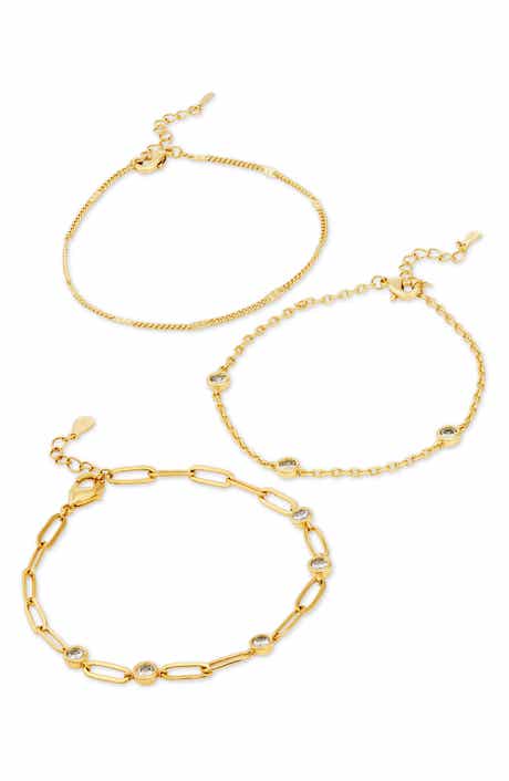 Set of 3 14k Gold Plated Cubic Zirconia Bracelets