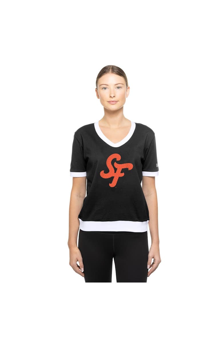 New Era Women's New Era Black San Francisco Giants 2025 City Connect Rhinestone V-Neck T-Shirt, Alternate, color, Black