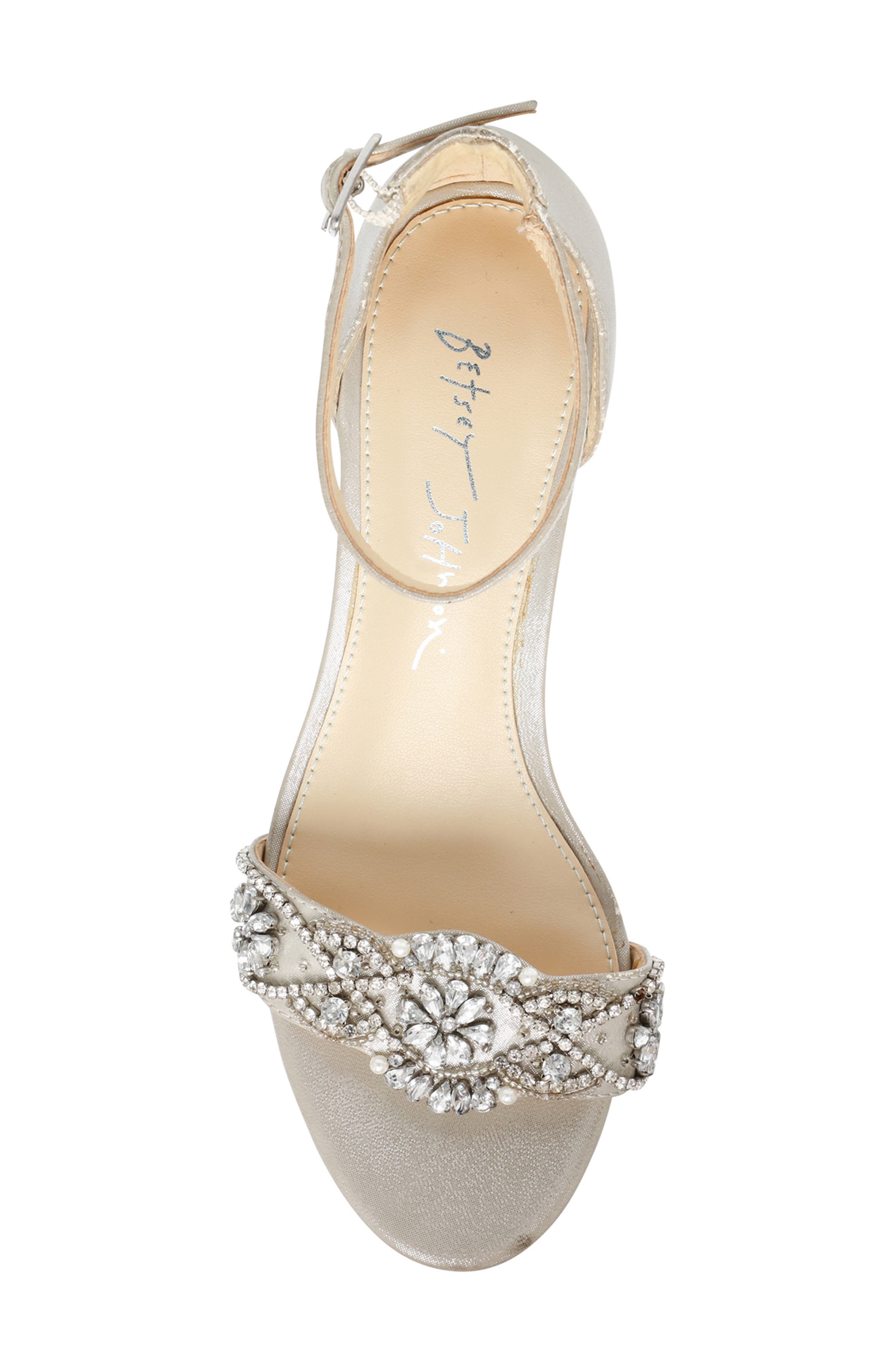 Betsey Johnson Crystal Embellished Block Heel Sandal, Alternate, color, 