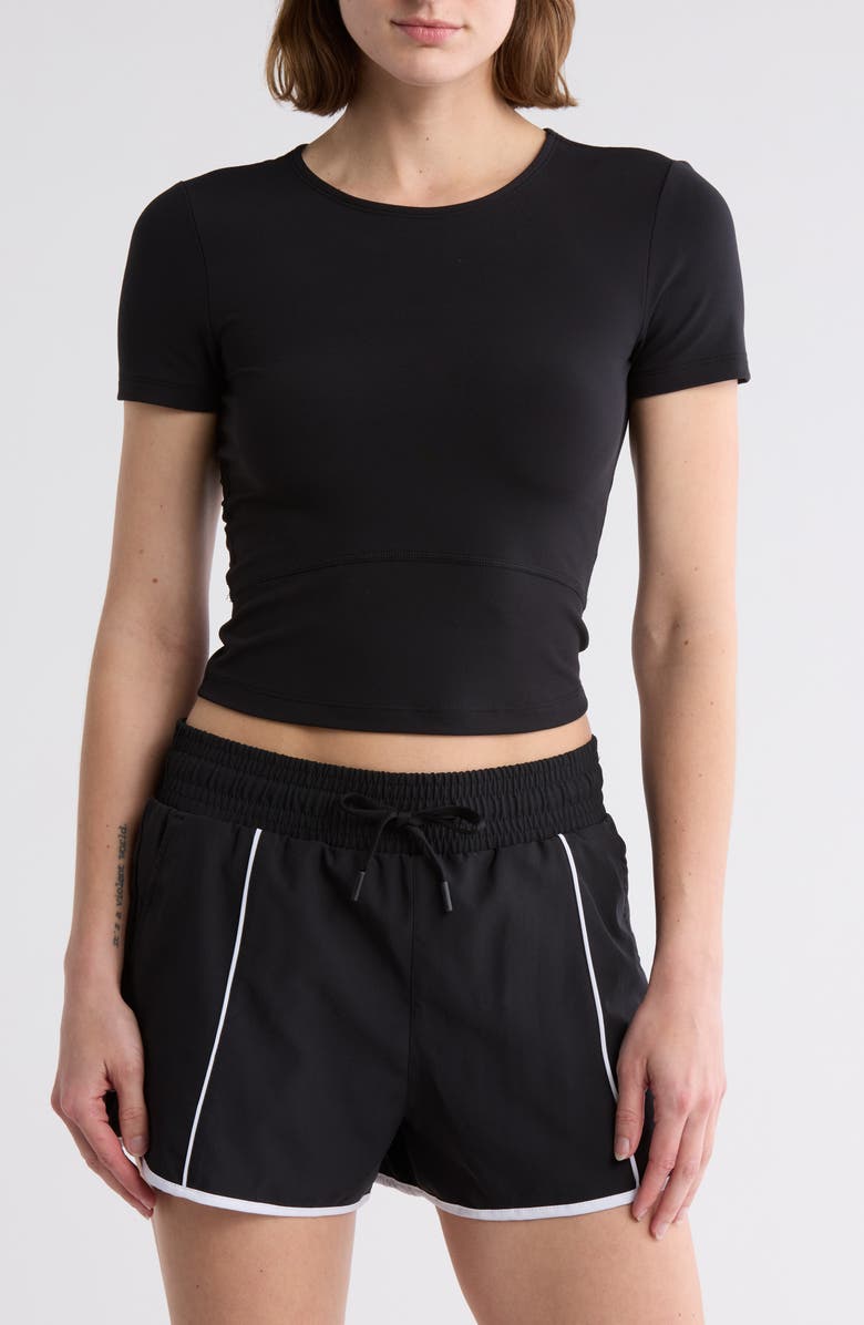 YOGALICIOUS Nude Tech Pandora Short Sleeve Crop T-Shirt, Main, color, 