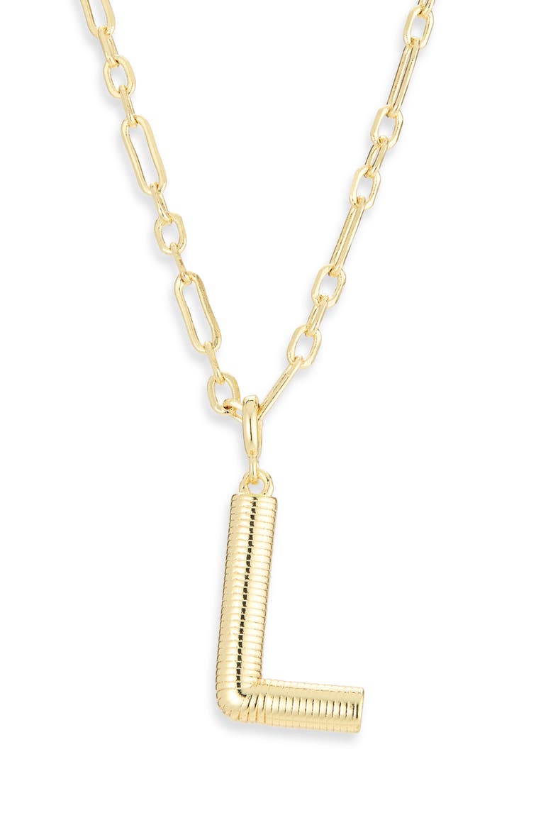 Initial Pendant Paper Clip Chain Necklace, Alternate, color, L- GOLD