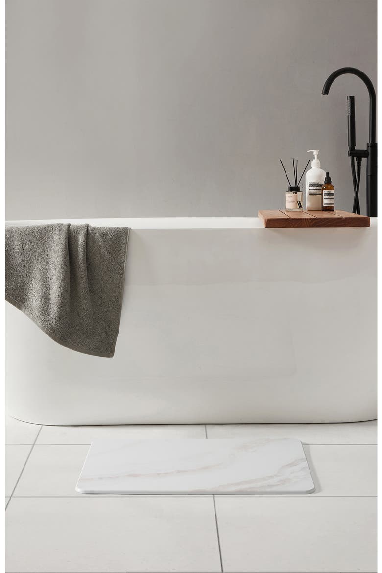 White Marble Diatomite Stone Bath Mat, Alternate, color, WHITE MARBLE