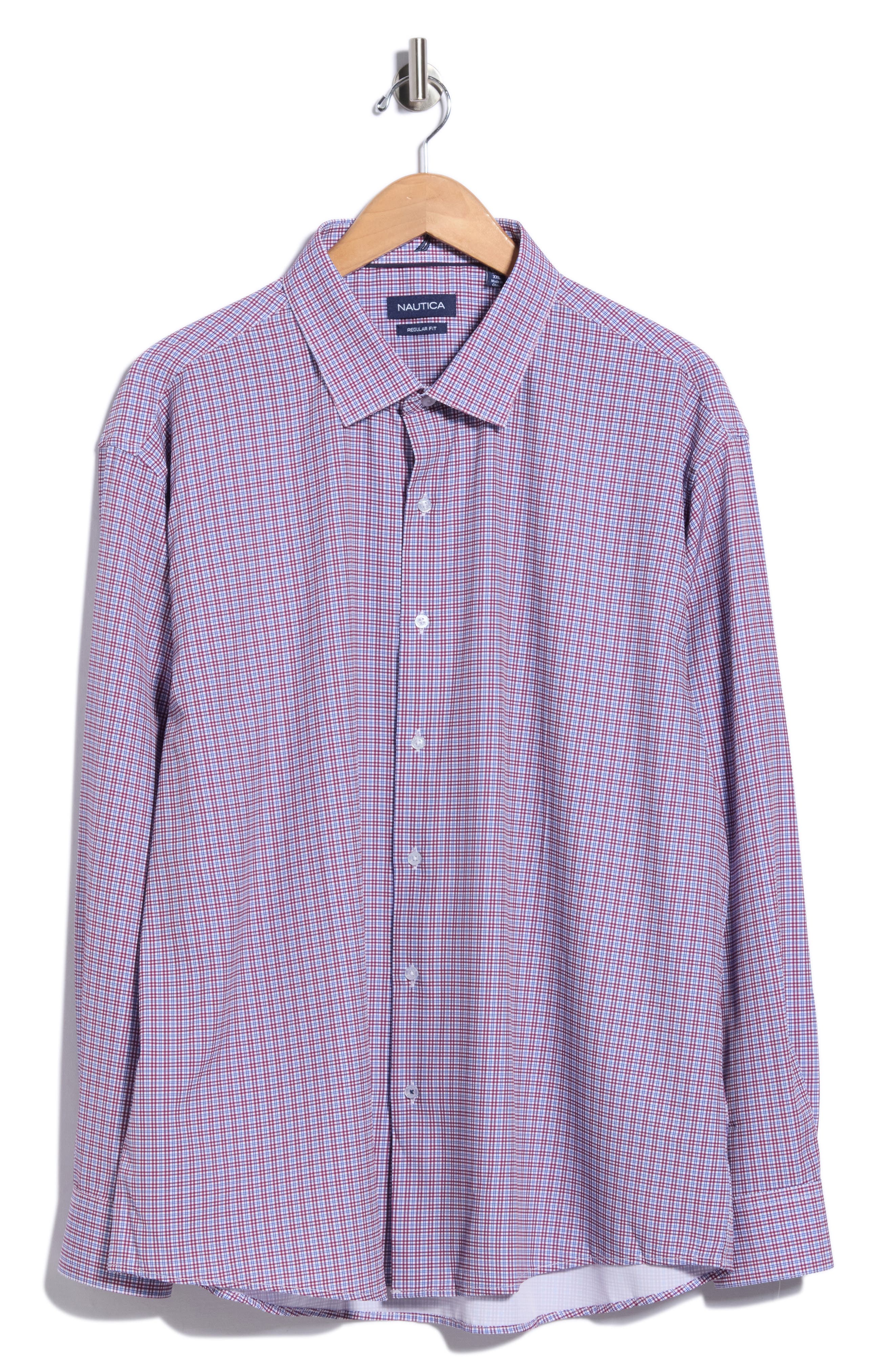 Stretch Windowpane Trim Fit Dress Shirt