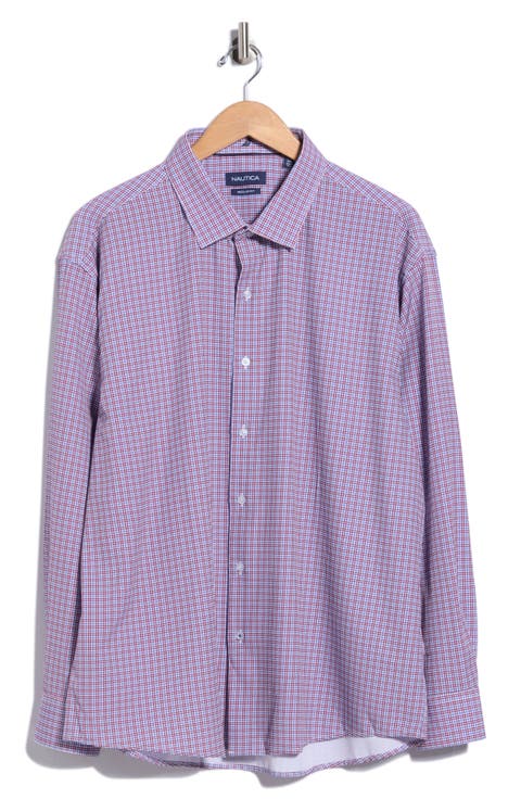 Stretch Windowpane Trim Fit Dress Shirt