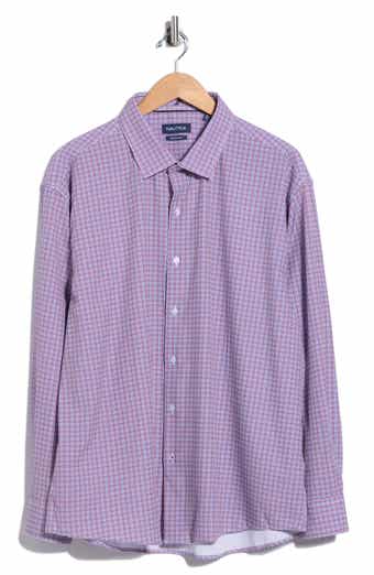 Stretch Windowpane Trim Fit Dress Shirt