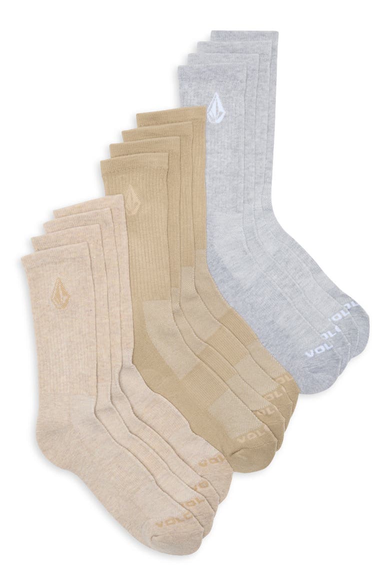 6-Pack Athletic Crew Socks, Main, color, TAUPE