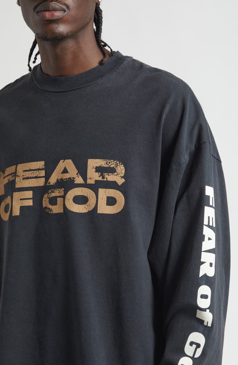 Fear of God Relaxed Long Sleeve Logo Graphic T-Shirt, Alternate, color, Black Black