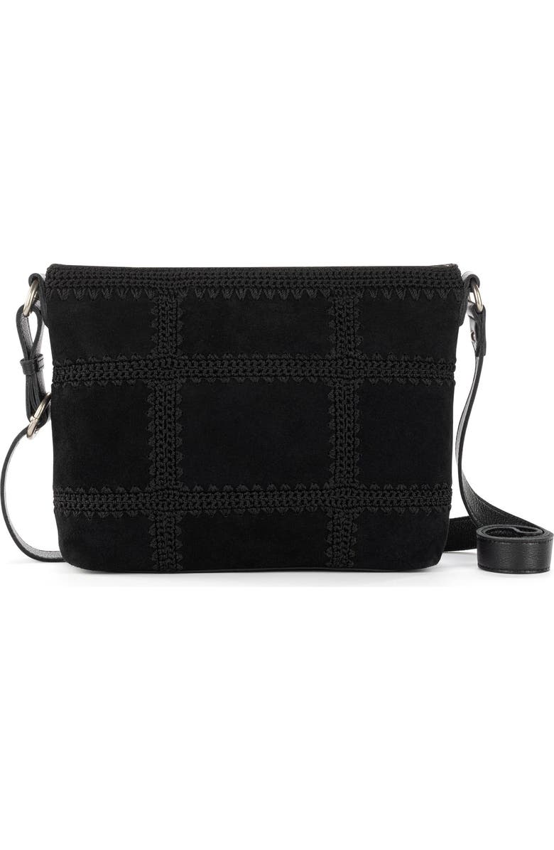 The Sak Melrose Crossbody Leather Bag, Main, color, Black Suede Patch