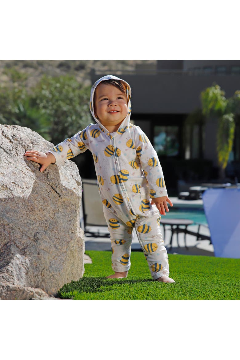 Hooded Everyday Romper, Alternate, color, Happy Hive
