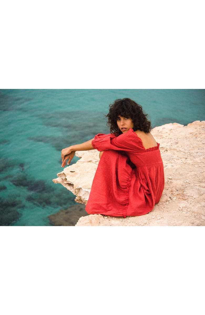 Billabong Magic Hour Tiered Cotton Midi Dress, Alternate, color, Deep Love