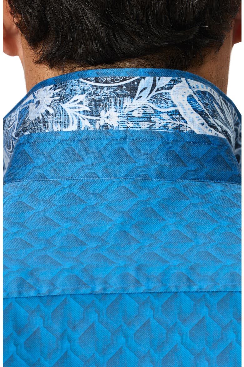 Dimella Long Sleeve Geometric Jacquard Shirt, Alternate, color, BLUE