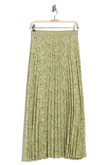 Max Studio Pleated Maxi Skirt In Green