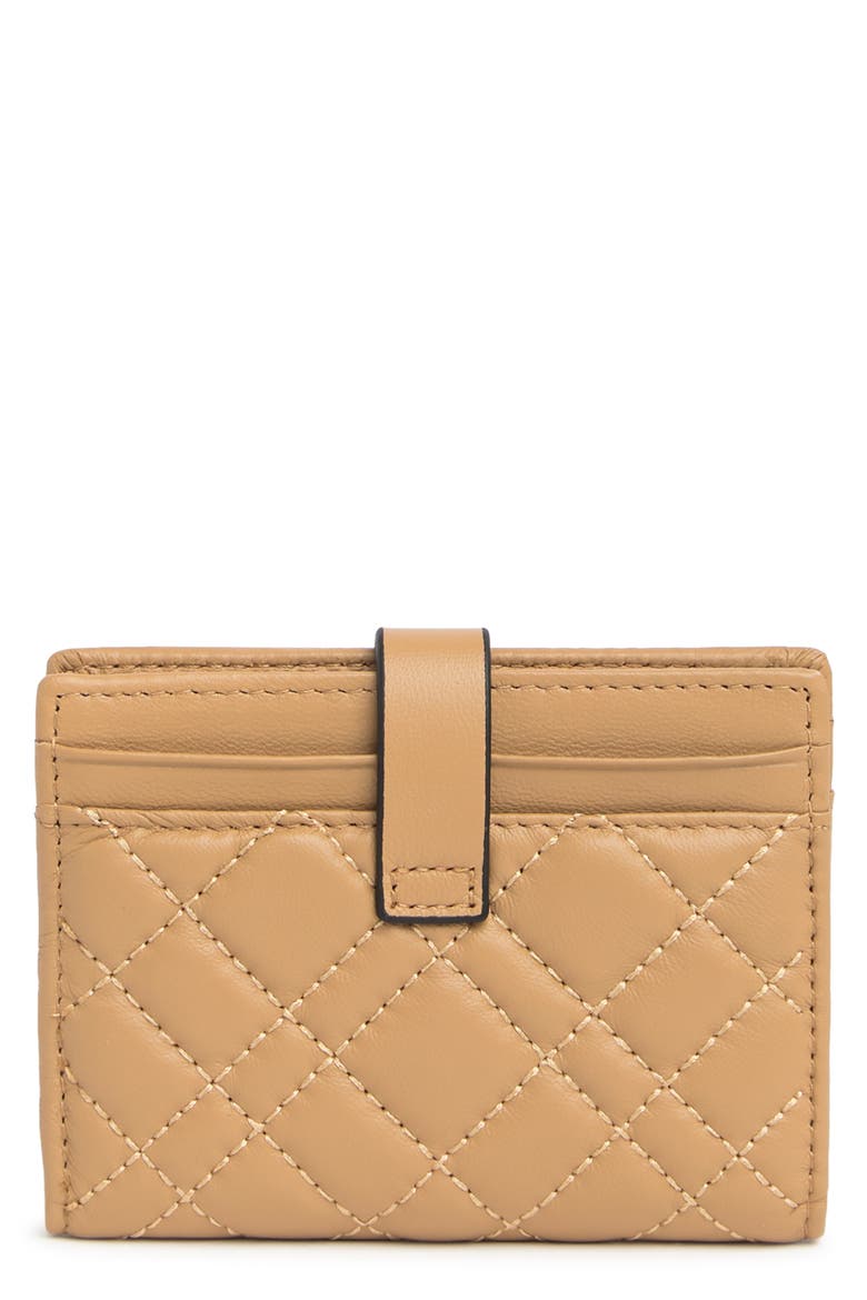 Quilted Leather Bifold Card Wallet, Alternate, color, CAMEL