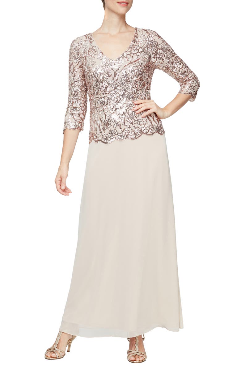 Alex Evenings Sequin Bodice Gown, Main, color, 