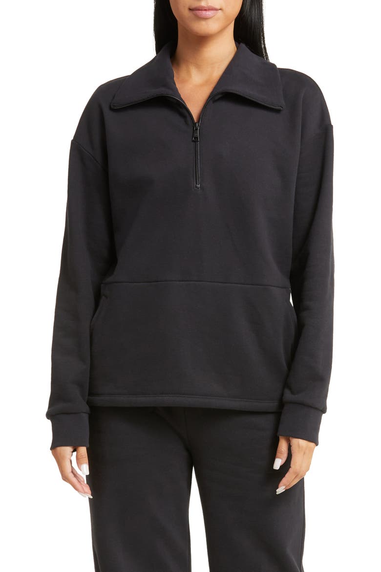 Trek Half Zip Pullover, Main, color, BLACK