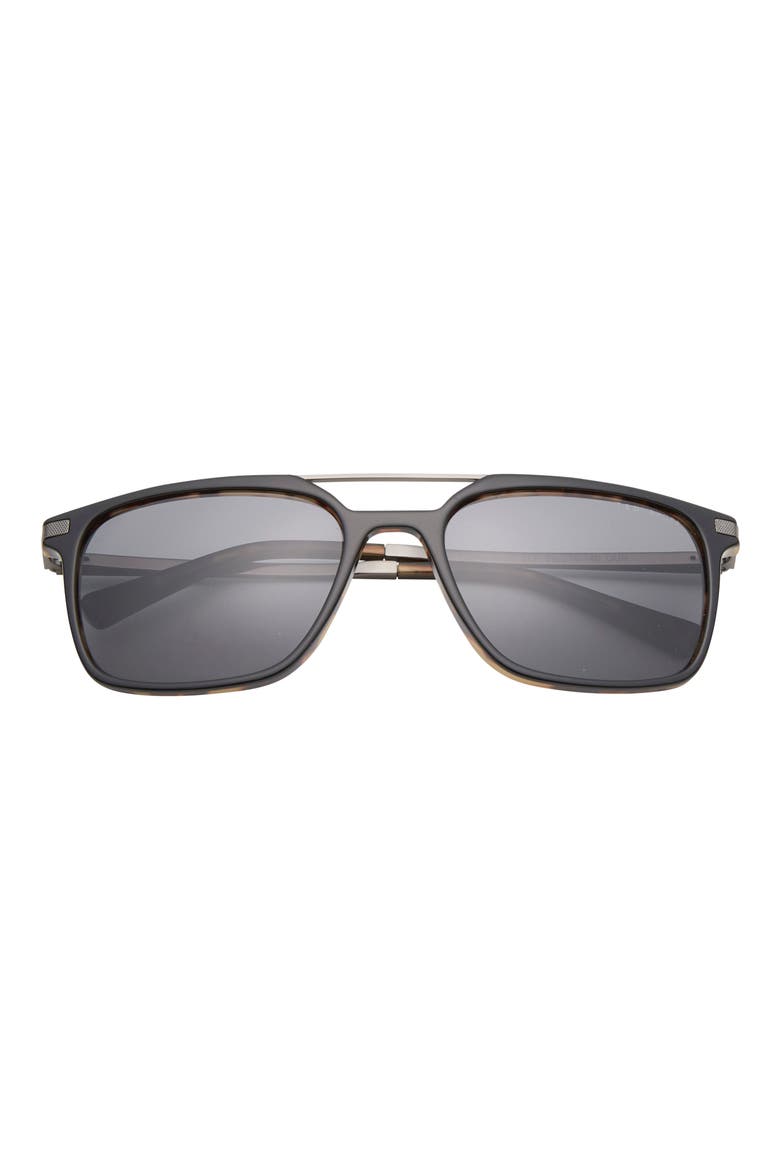 56mm Polarized Square Sunglasses, Main, color, BLACK