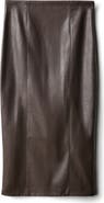 MANGO Faux Leather Midi Pencil Skirt