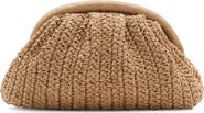 MANGO Natural Fiber Clutch Bag with Removable Chain Strap