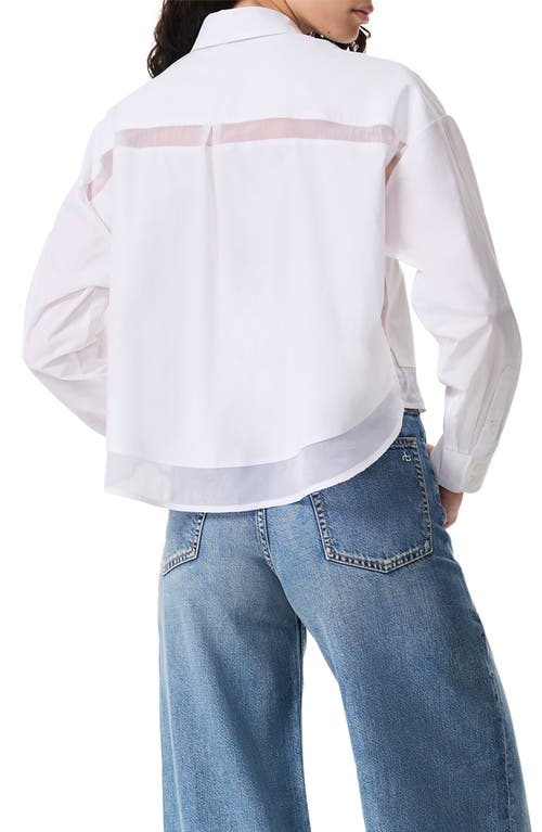 Rag & Bone Beatrice Mixed Media Crop Button-up Shirt In White