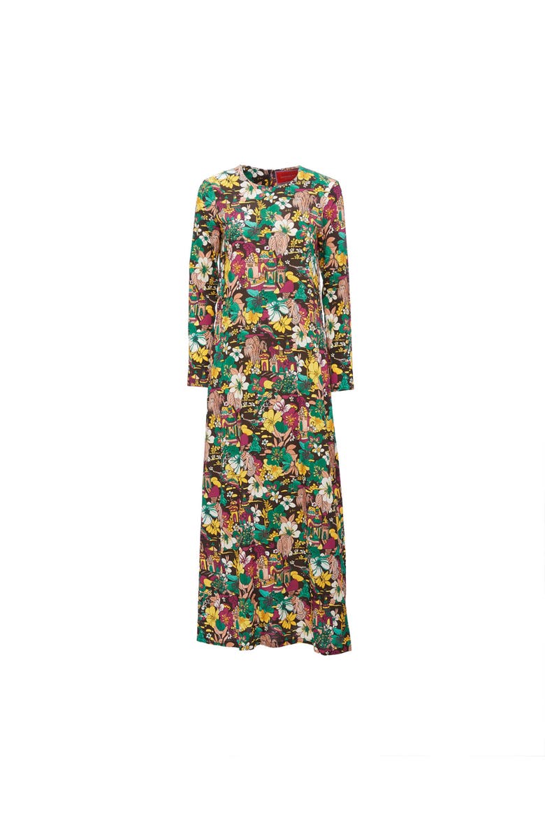 Long Sleeve Swing Dress, Alternate, color, Temples Multicolor
