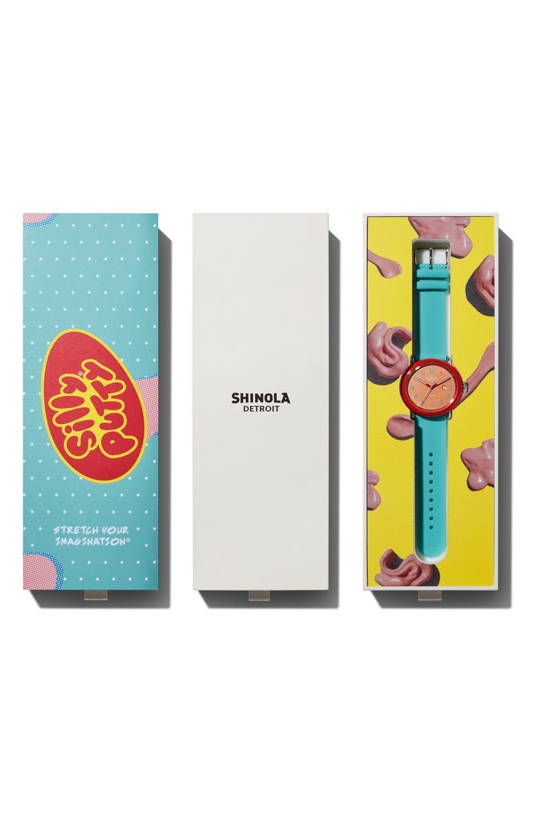 Shinola Detrola Silly Putty Silicone Strap Watch, 43mm, Alternate, color,