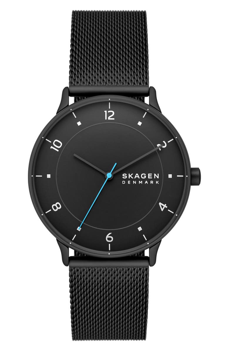 Skagen Riis 3-Hand Quartz Leather or Mesh Strap Watch, 40mm, Main, color,