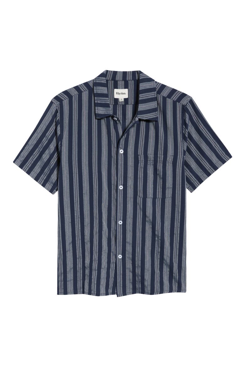 Harbor Stripe Button-Up Shirt, Alternate, color, NAVY