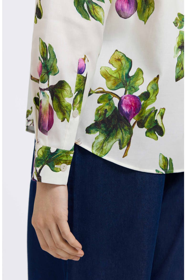 Hampton Figs Print Stretch Cotton Button-Up Shirt, Alternate, color, IVORY/ MULTI