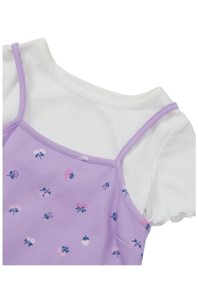 Girls Slip Dress With Ribbed Knit Tee Set, Alternate, color, Ditsy Rose/English Lavender
