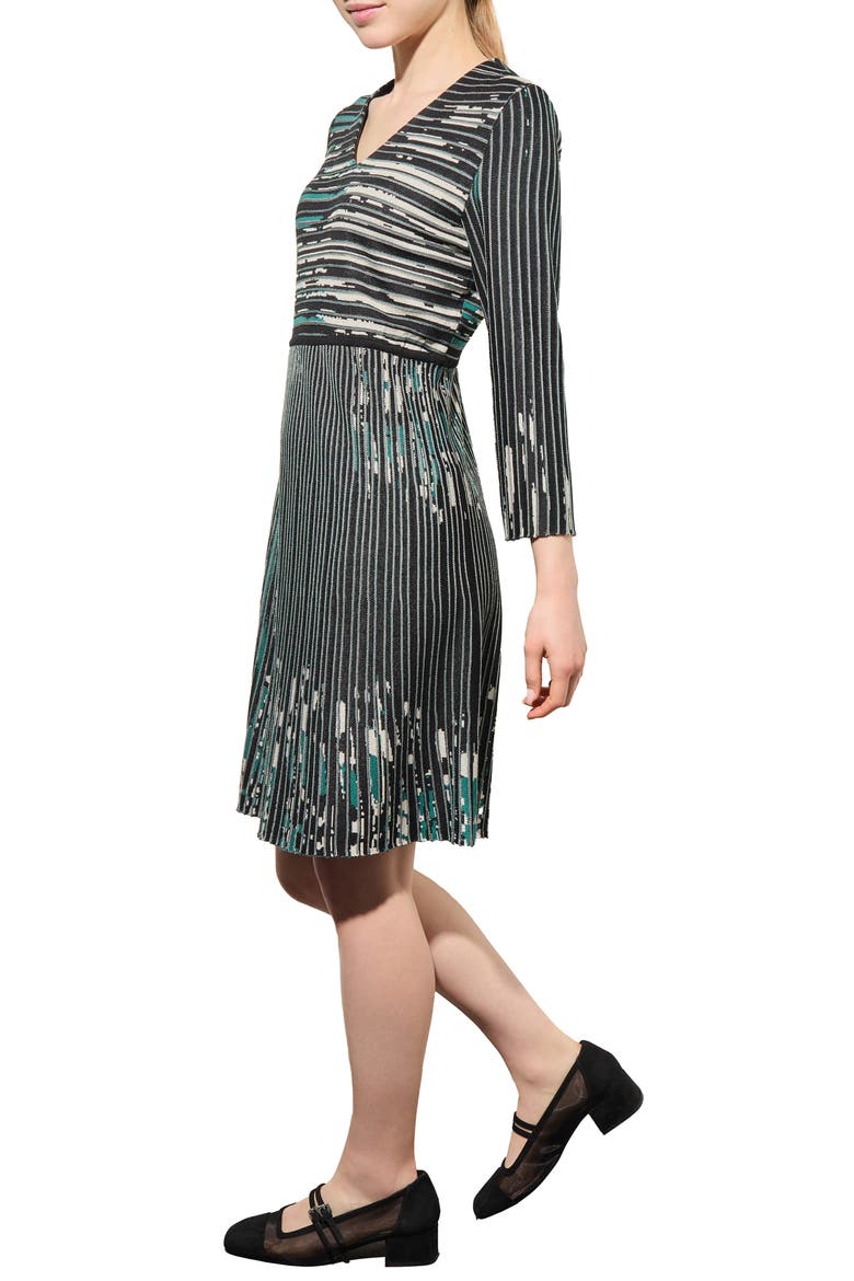 Stripe Jacquard Sweater Dress, Alternate, color, FOREST/LM/BK