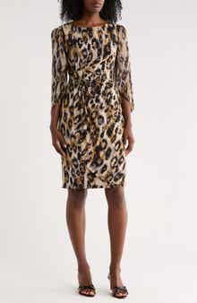 Leopard Print Cape Sleeve Dress