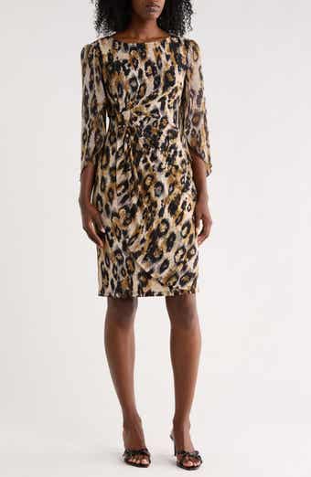 Leopard Print Cape Sleeve Dress