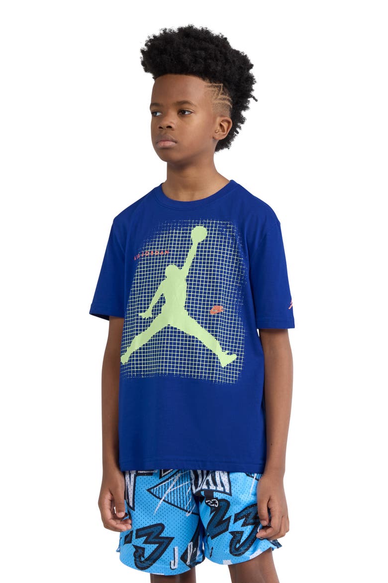 Kids' Jumpman Grid Blur T-Shirt, Alternate, color, GAME ROYAL
