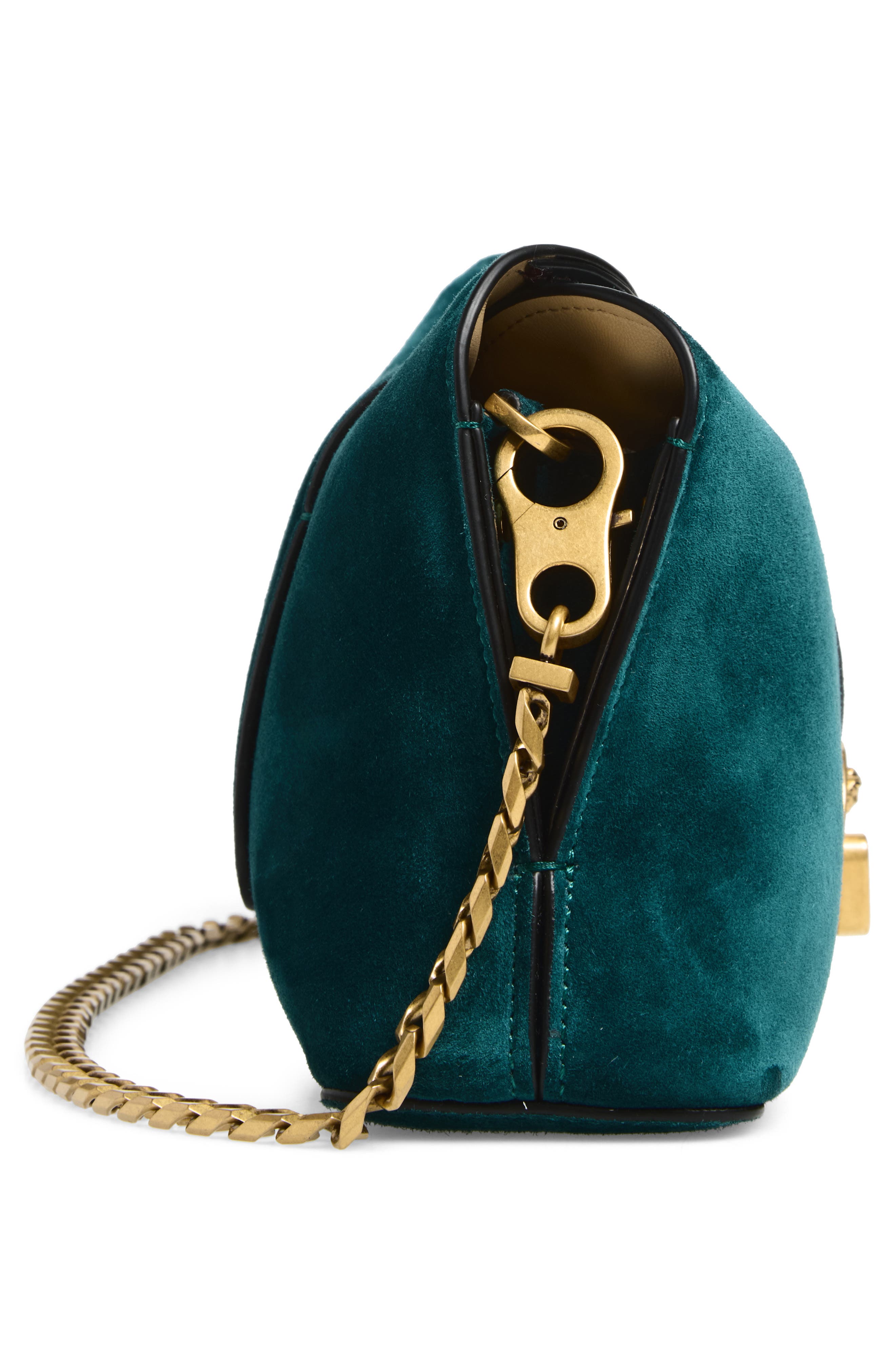 Medusa Suede Clutch, Alternate, color, OIL-GOLD 82