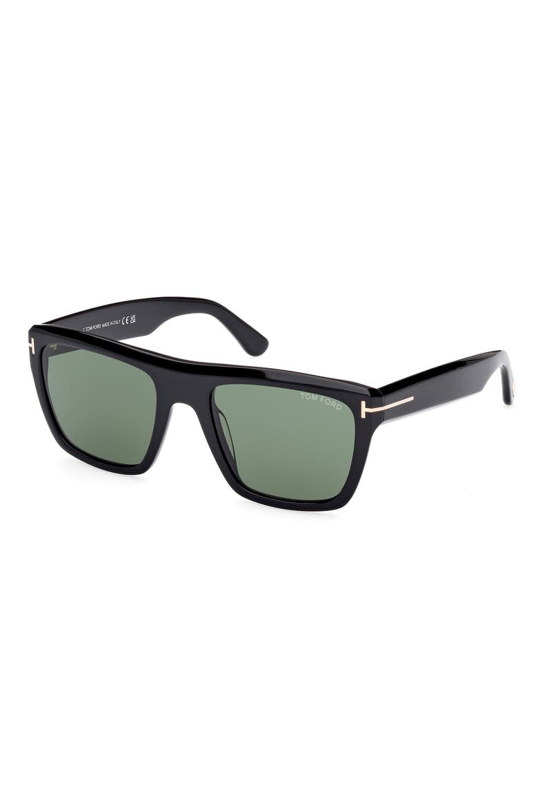 55mm Square Sunglasses, Alternate, color, SHINY BLACK / GREEN