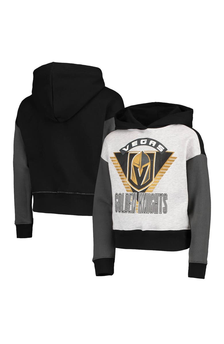Outerstuff Girls Youth Black Vegas Golden Knights Let's Get Loud Pullover Hoodie, Main, color, 