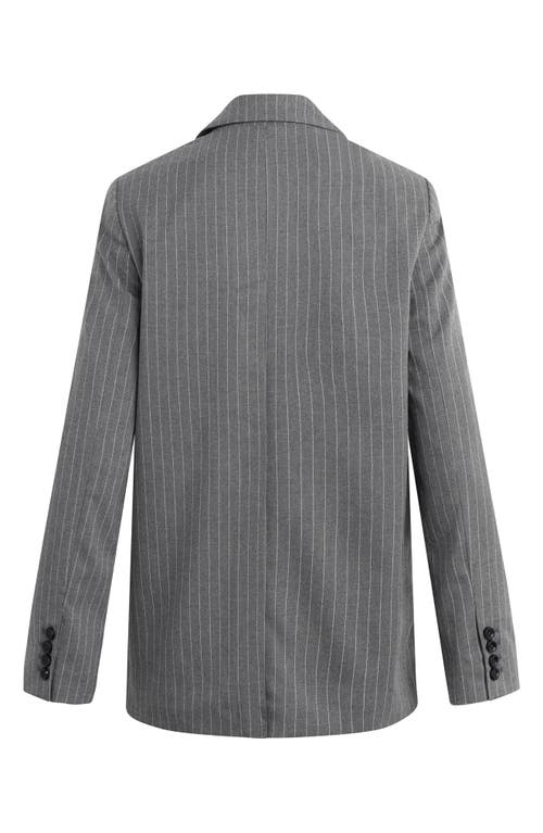 Favorite Daughter The Alexis Pinstripe Longline Blazer In Gray