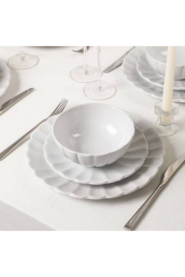 Phoenix Stoneware 12-Piece Dinnerware Set, Alternate, color, White