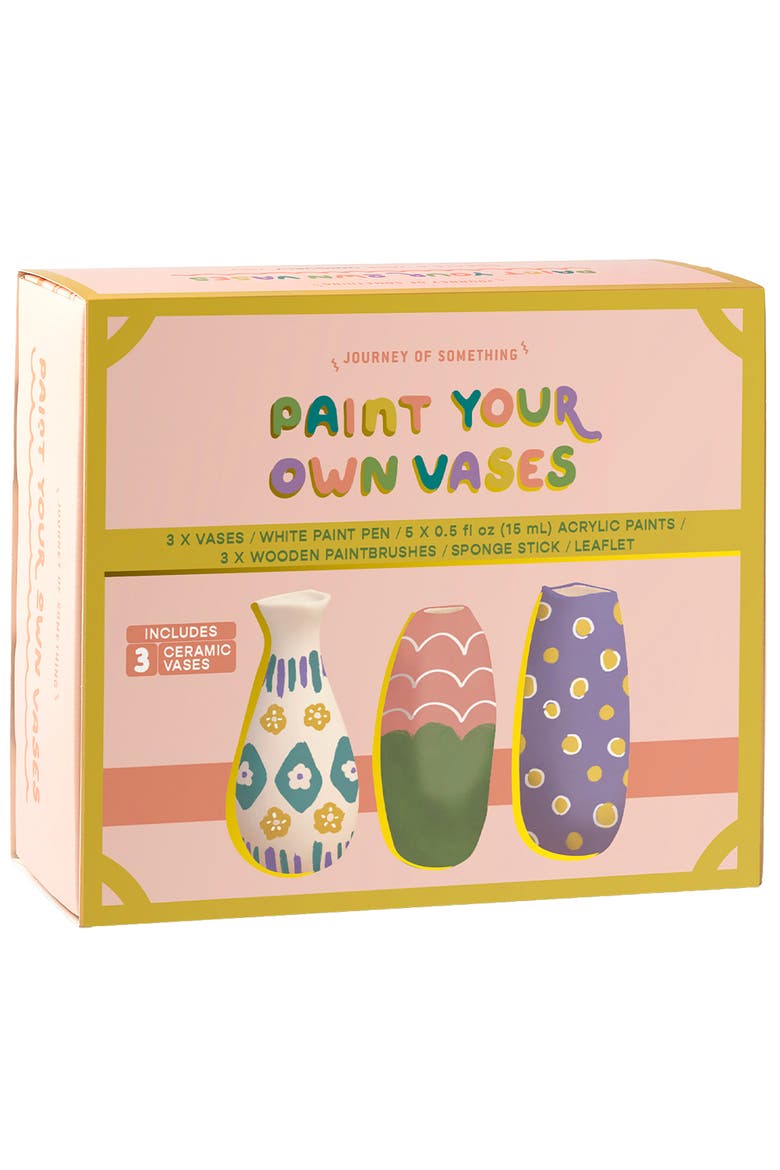 Paint Your Own Vases, DIY Painting Kit, 3 White Vases, Main, color, Multicolored