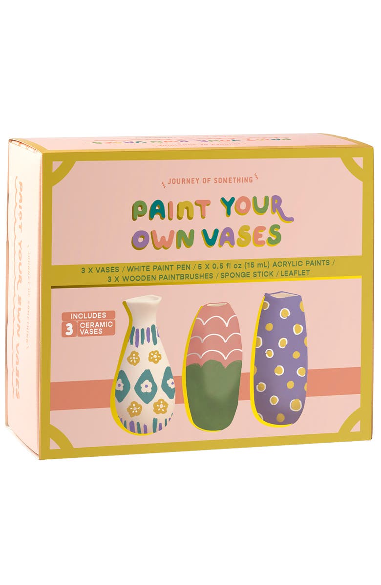 Journey of Something Paint Your Own Vases, DIY Painting Kit, 3 White Vases, Main, color, Multicolored