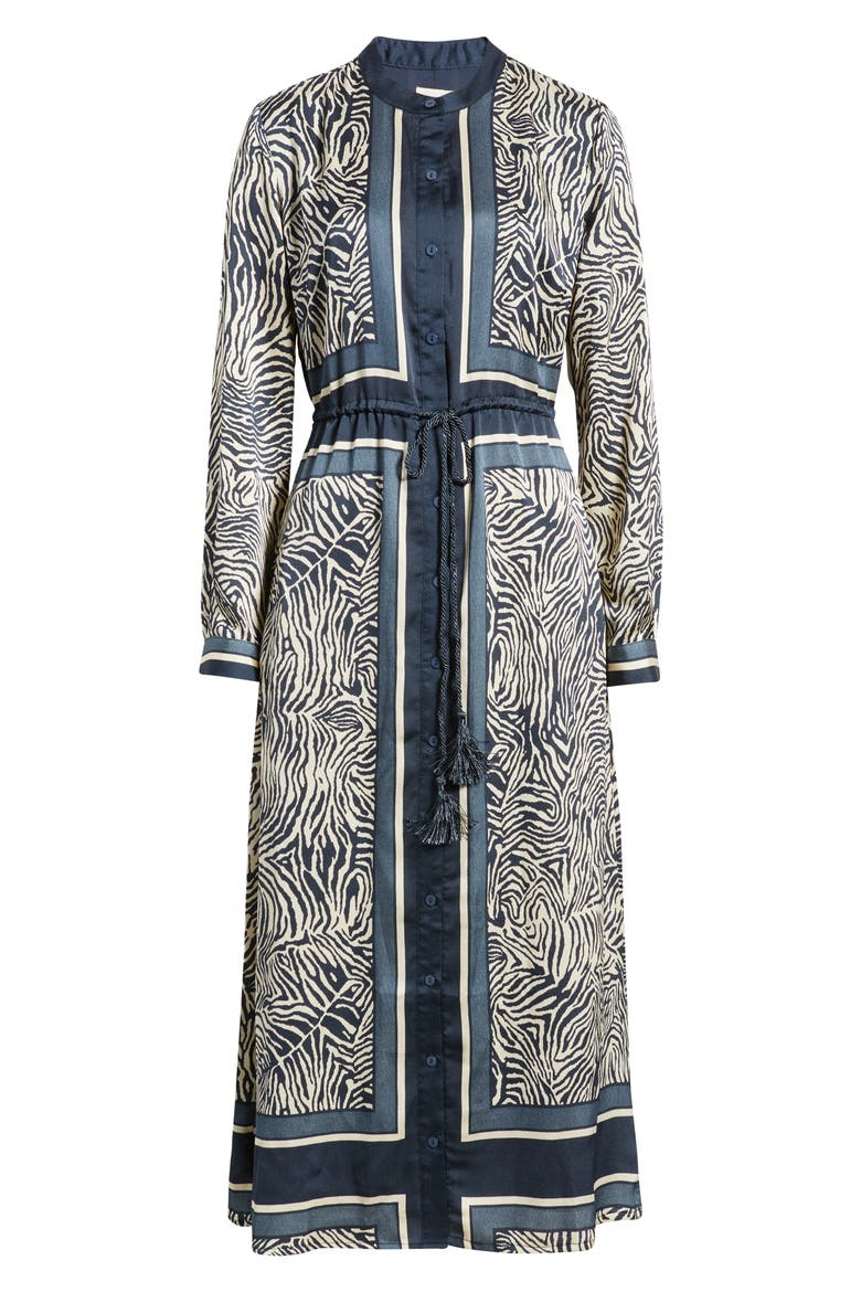 Coco Mixed Zebra Print Midi Shirtdress, Alternate, color, NAVY